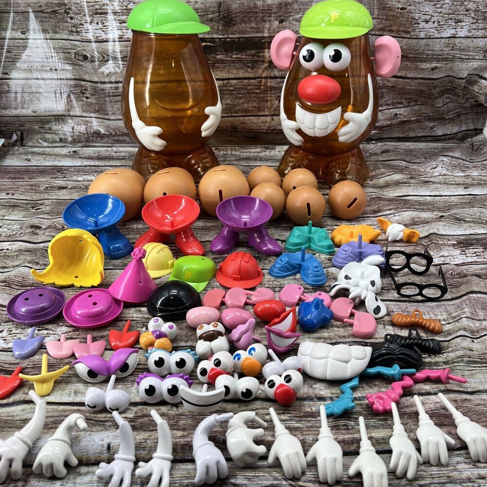 Lot of Hasbro Mr. Potato Head Super Spud Storage Cases w/ Pieces Potato Pets VTG